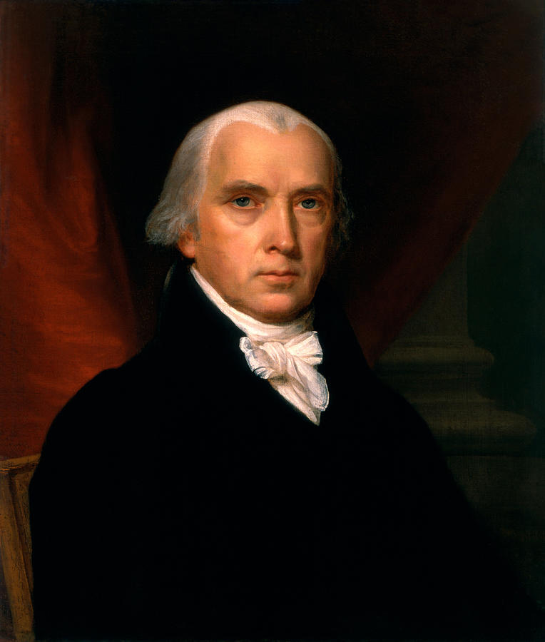 President James Madison Portrait - John Vanderlyn Painting by War Is Hell Store