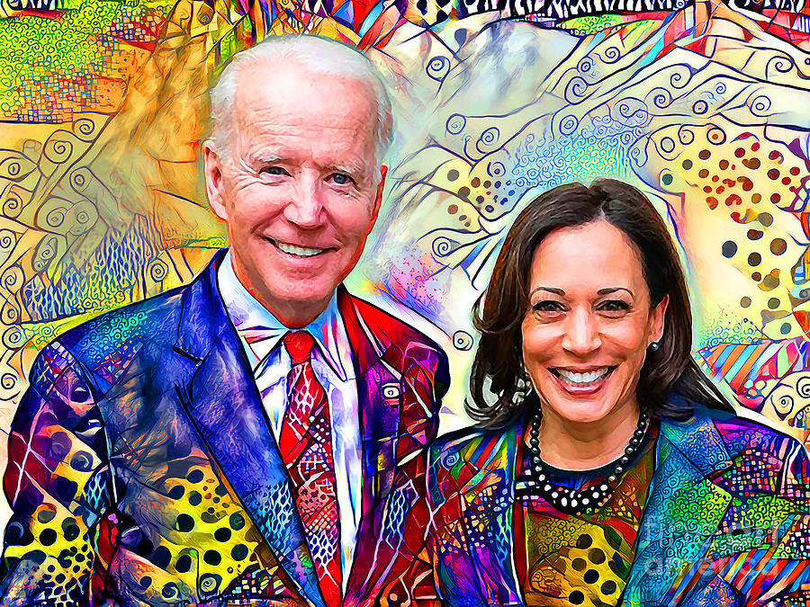 President Joe Biden and Vice President Kamala Harris in Modern Contemporary Colors 20201215 Photograph by Wingsdomain Art and Photography