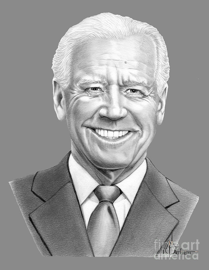 Celebrity Drawing - President Joe Biden by Murphy Elliott