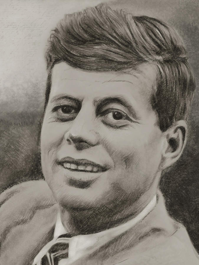 President John F. Kennedy Portrait Digital Art by Juan Caicedo - Fine ...