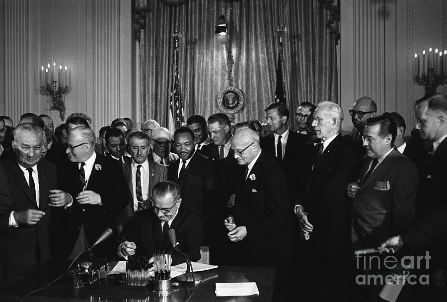 Lyndon Baines Johnson Signing Civil Rights Bill April 11 1968 Photograph By Diane Hocker 5401