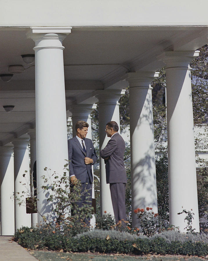 President Kennedy and Robert McNamara Outside West Wing - 1962 Photograph by War Is Hell Store