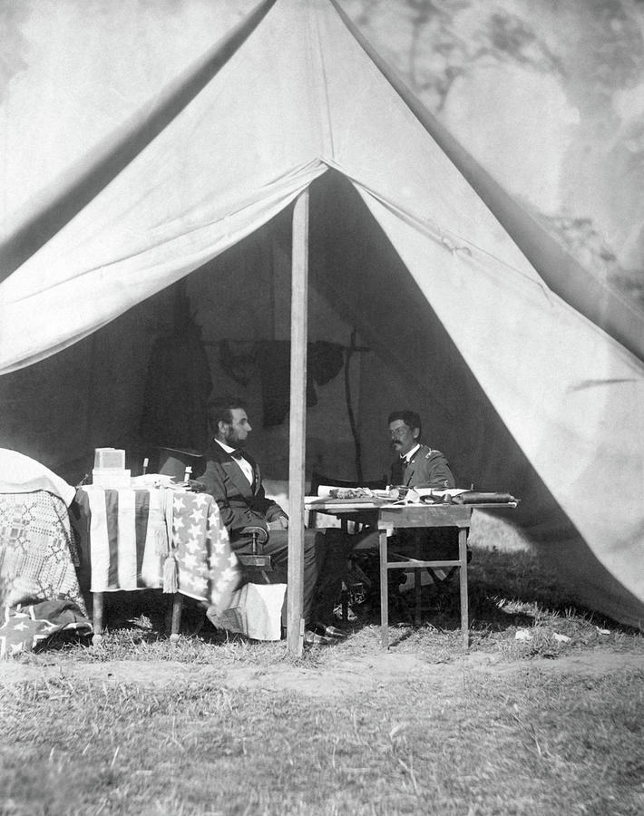 Abraham Lincoln Photograph - President Lincoln and General McClellan - Battlefield of Antietam 1862 by War Is Hell Store
