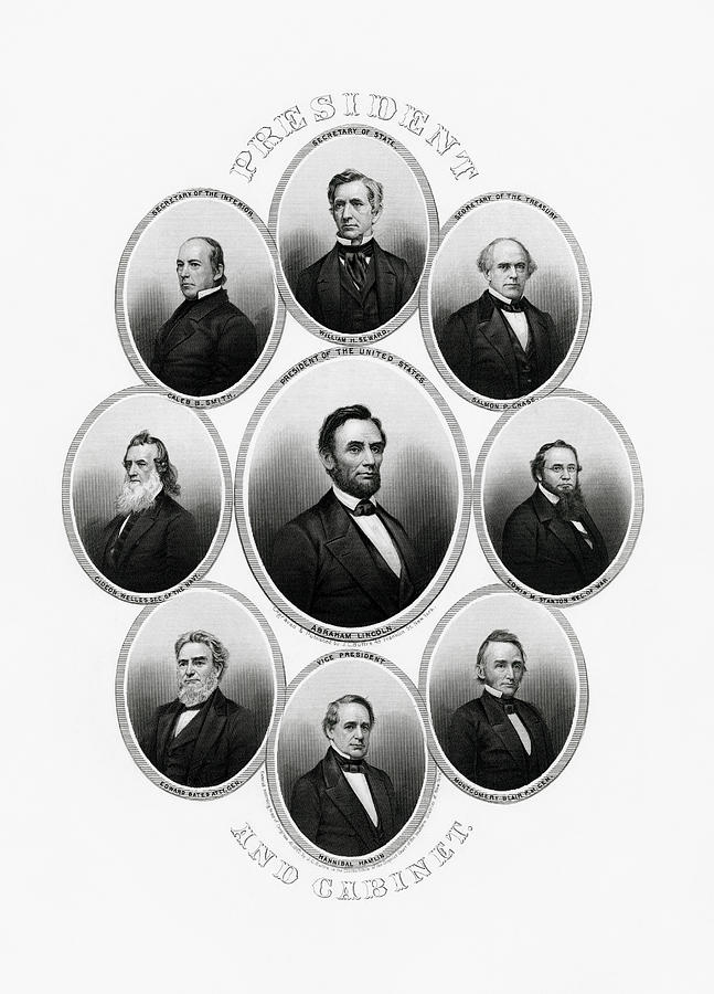 President Lincoln and His Cabinet - 1862 Drawing by War Is Hell Store