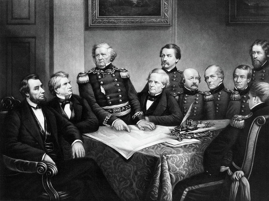 President Lincoln and His Council Of War In 1861 Drawing by War Is Hell Store