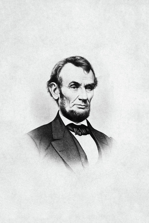 President Lincoln Engraved Portrait Drawing by War Is Hell Store