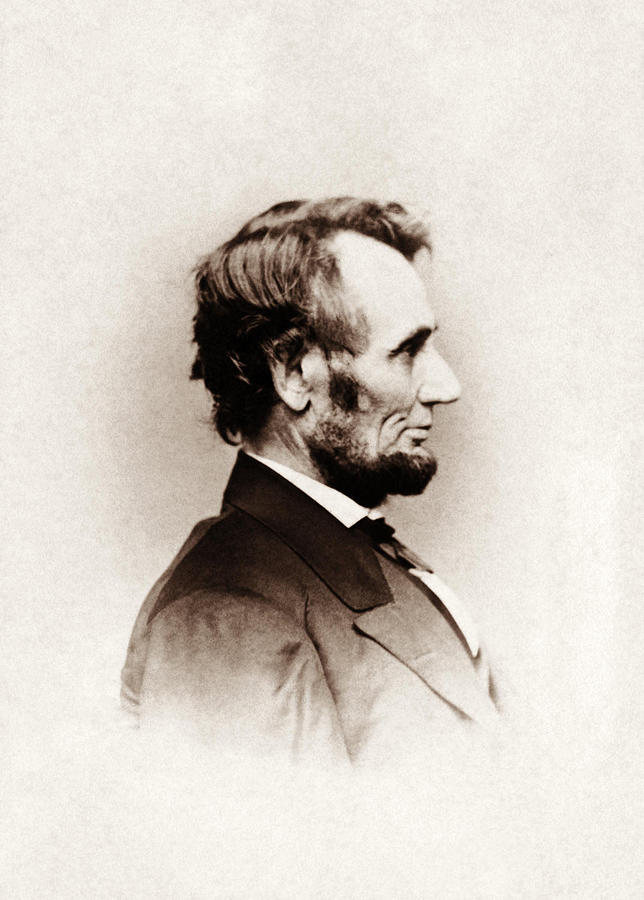 President Lincoln Side Profile Portrait - 1864 Photograph by War Is Hell Store