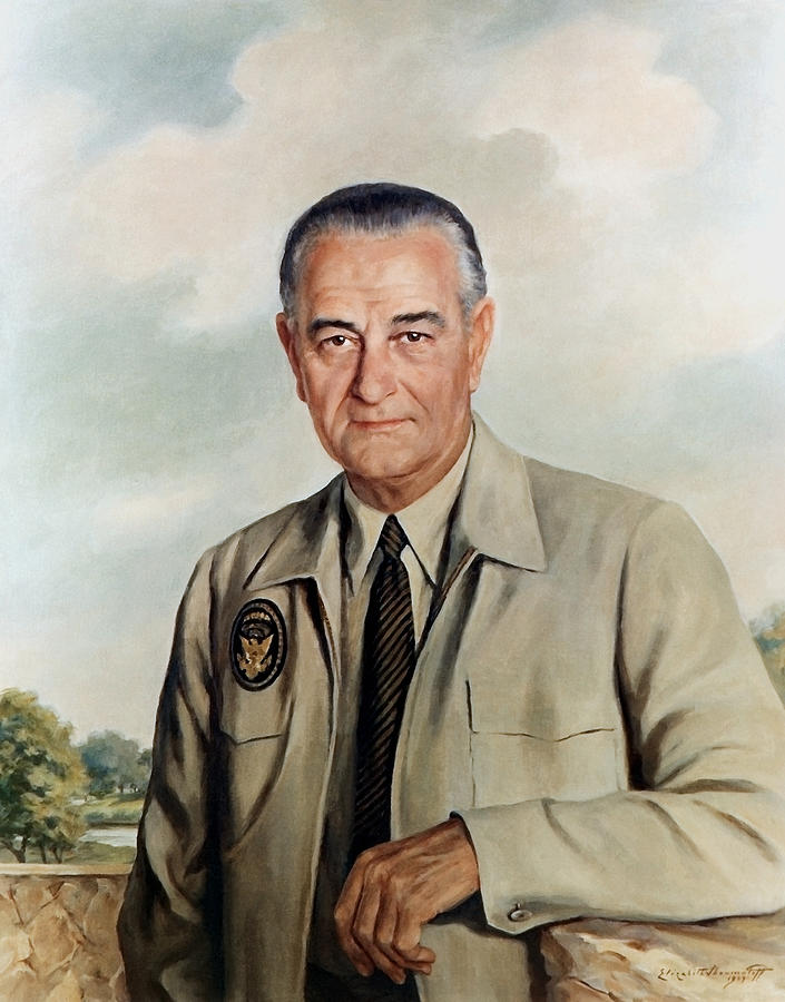President Lyndon Johnson Portrait - Elizabeth Shoumatoff  Painting by War Is Hell Store