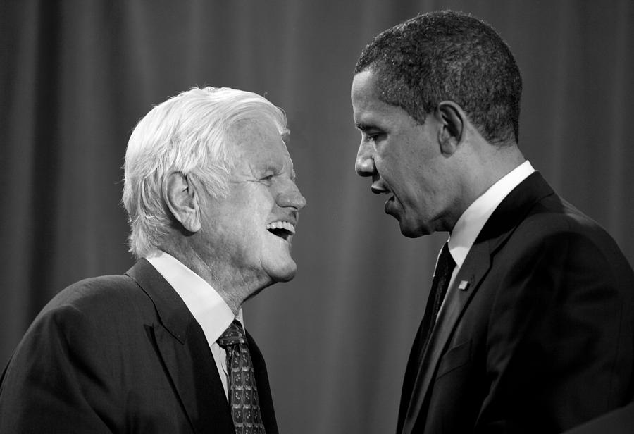 President Obama And Teddy Kennedy - 2009  Photograph by War Is Hell Store