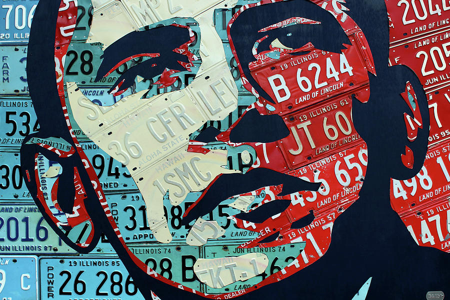 President Obama Recycled License Plate Art Portrait by Design Turnpike Mixed Media by Design Turnpike