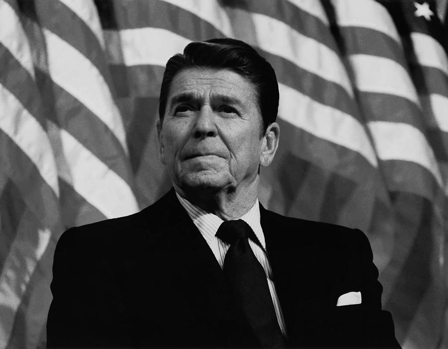 President Reagan and The American Flag Photograph by War Is Hell Store