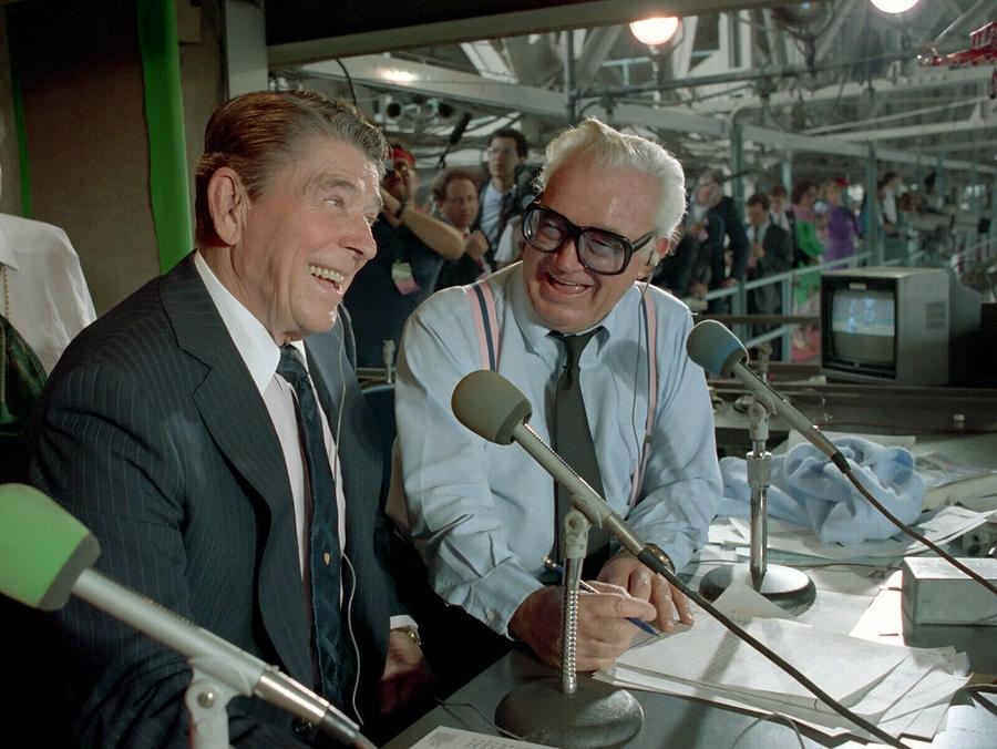 President Reagan visits with Harry Caray Digital Art by Celestial Images