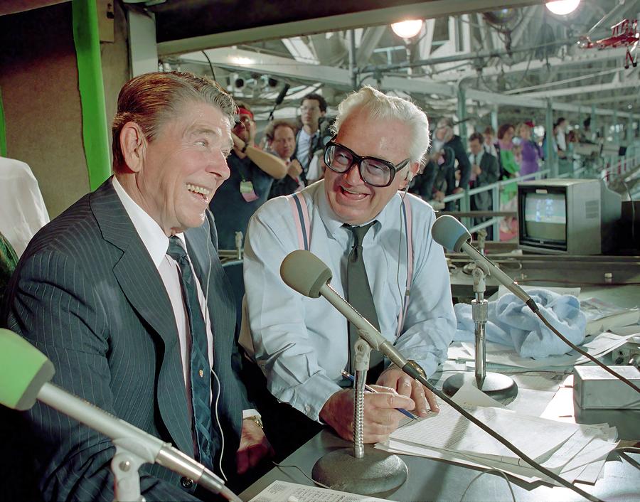 President Ronald Reagan and Hary Caray 1988 Photograph by The White House