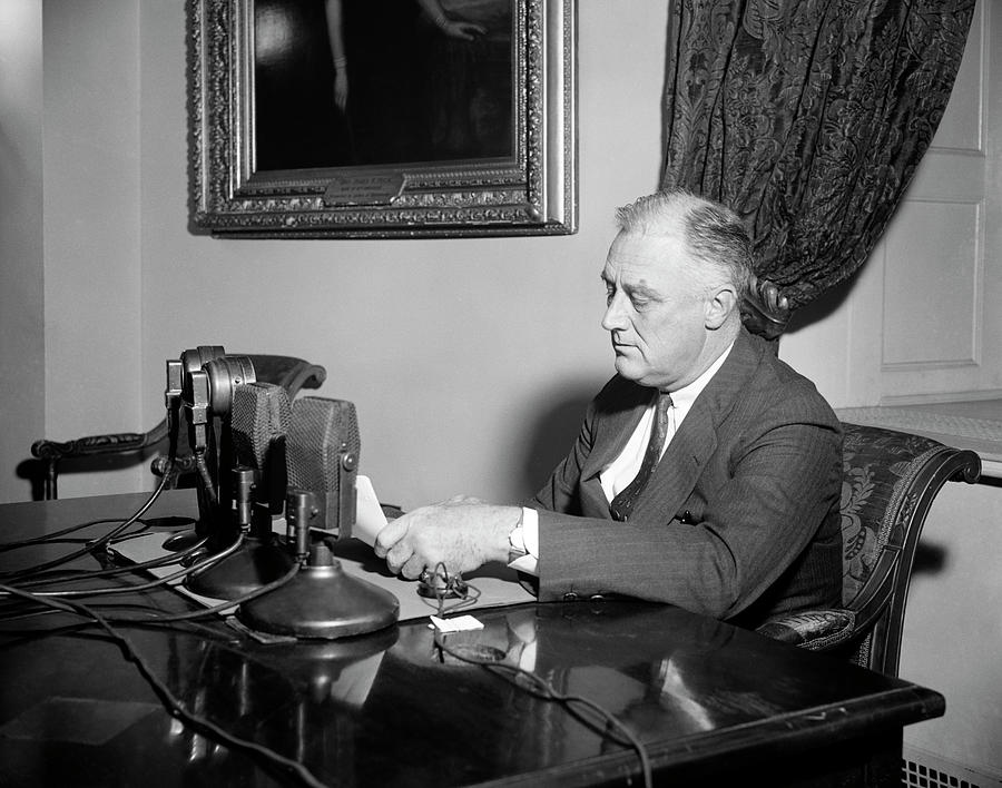 President Roosevelt During A Radio Address - 1937 Photograph by War Is Hell Store