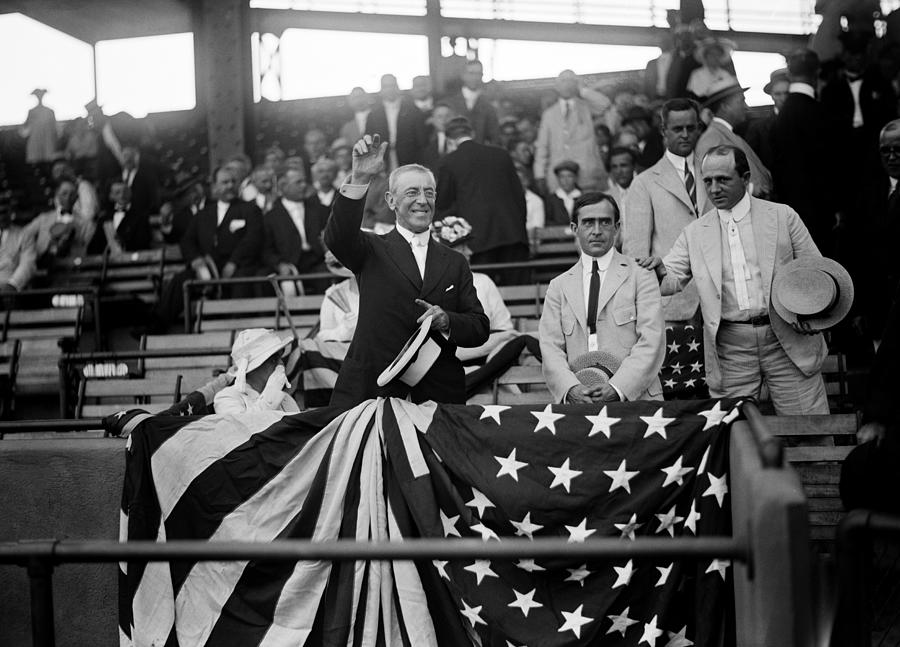President Woodrow Wilson At Baseball Game - 1914 Photograph by War Is Hell Store