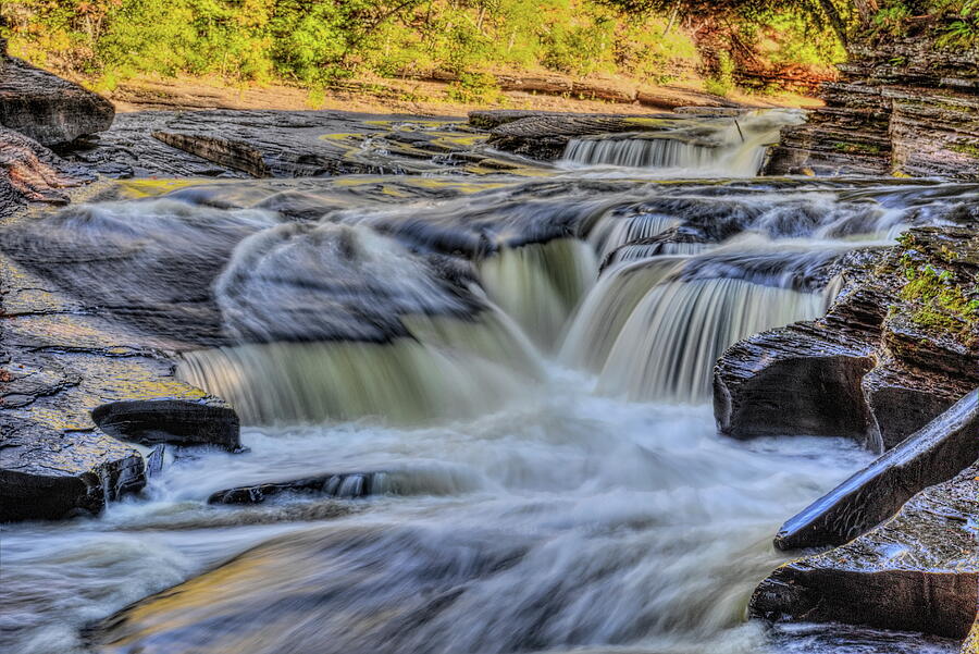 Presque Isle River Cascading Falls Photograph by Dale Kauzlaric