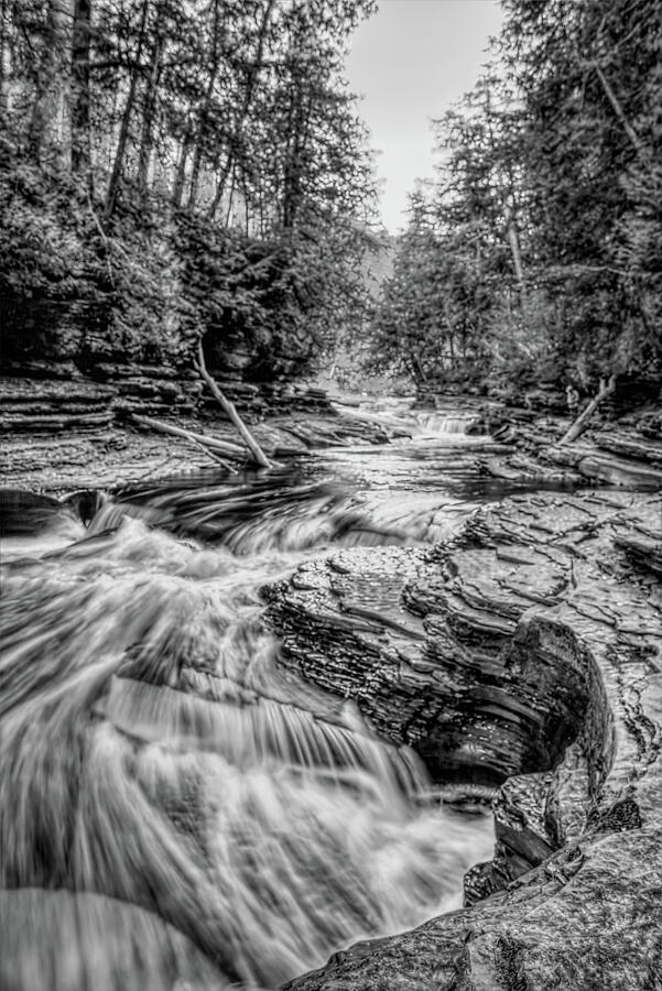 Presque Isle River Dressed In Black And White Photograph by Dale Kauzlaric