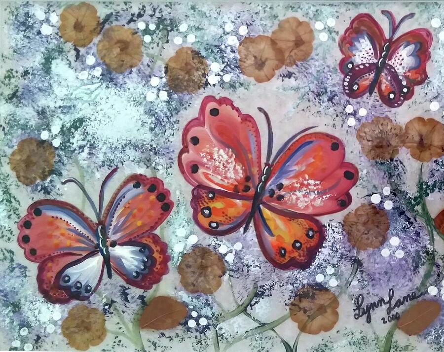 Pressed Flowers And Butterflies Painting by Lynn Raizel Lane