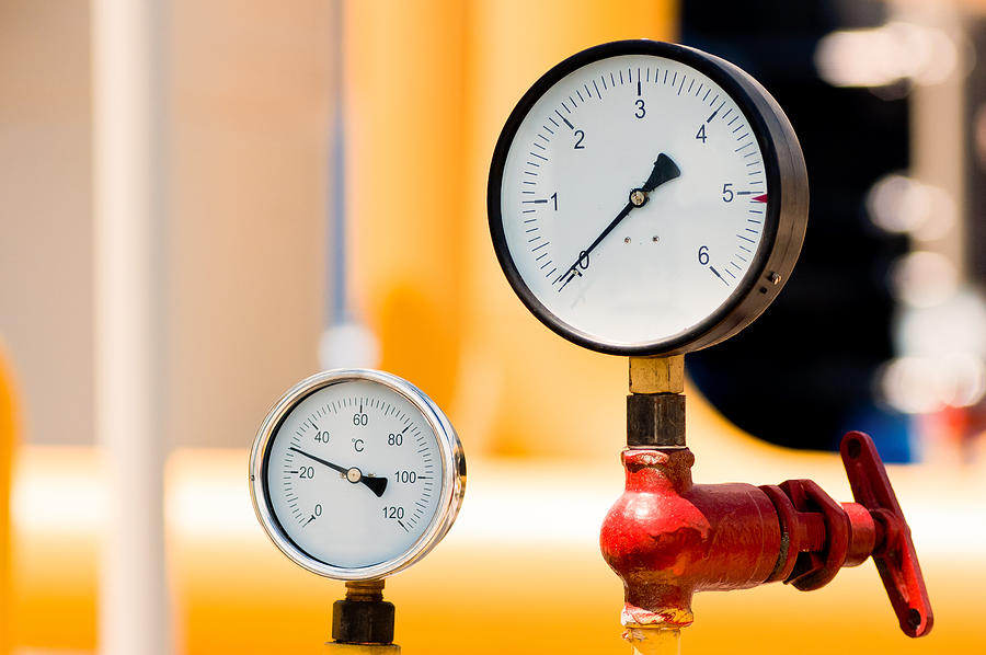 Pressure meter on natural gas pipeline Photograph by Yashabaker