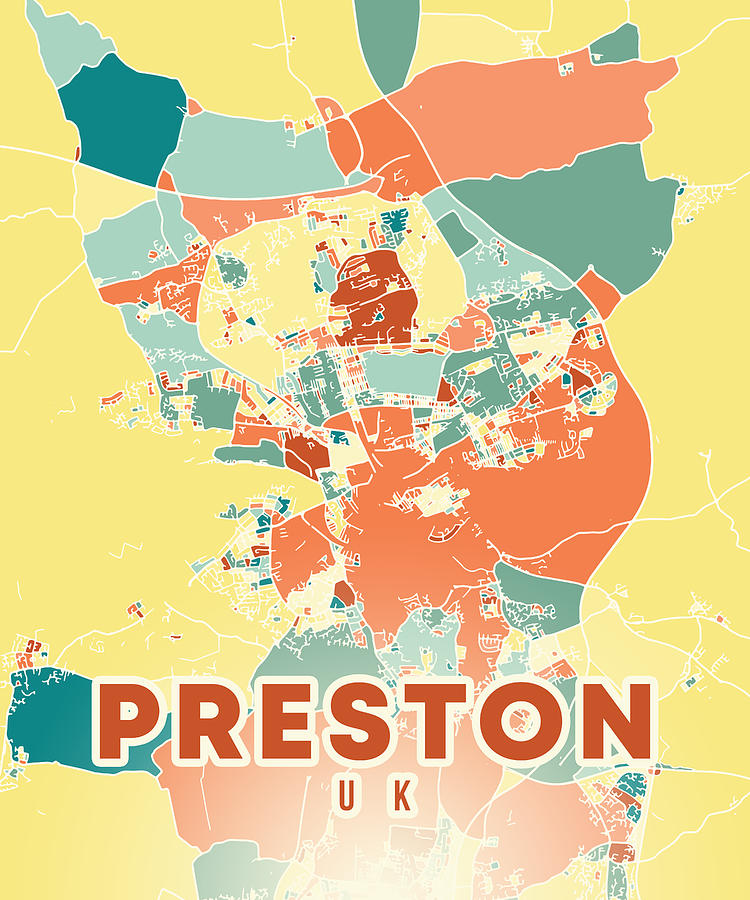 Preston UK Map Digital Art by Alexandru Chirila - Fine Art America