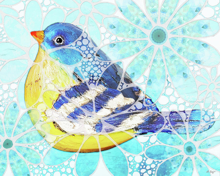 Pretty Blue Bird Art Painting by Sharon Cummings