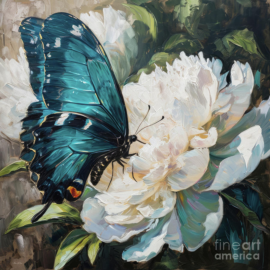 Pretty Blue Butterfly Painting by Tina LeCour