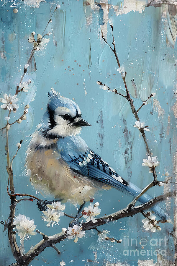 Pretty Blue Jay Painting by Tina LeCour