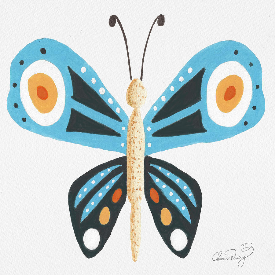 Pretty Blue Orange Geometric Baby Nursery Butterfly #1 Painting by Christina Wedberg Pretty Blue Orange Geometric Baby Nursery Butterfly #1 Painting by Christina Wedberg