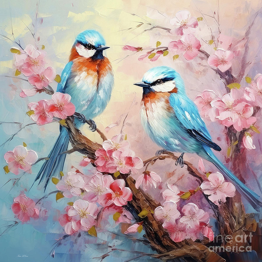 Pretty Bluebirds Painting by Tina LeCour