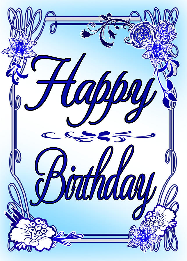Pretty Boy Blue Happy Birthday Card Digital Art by Delynn Addams