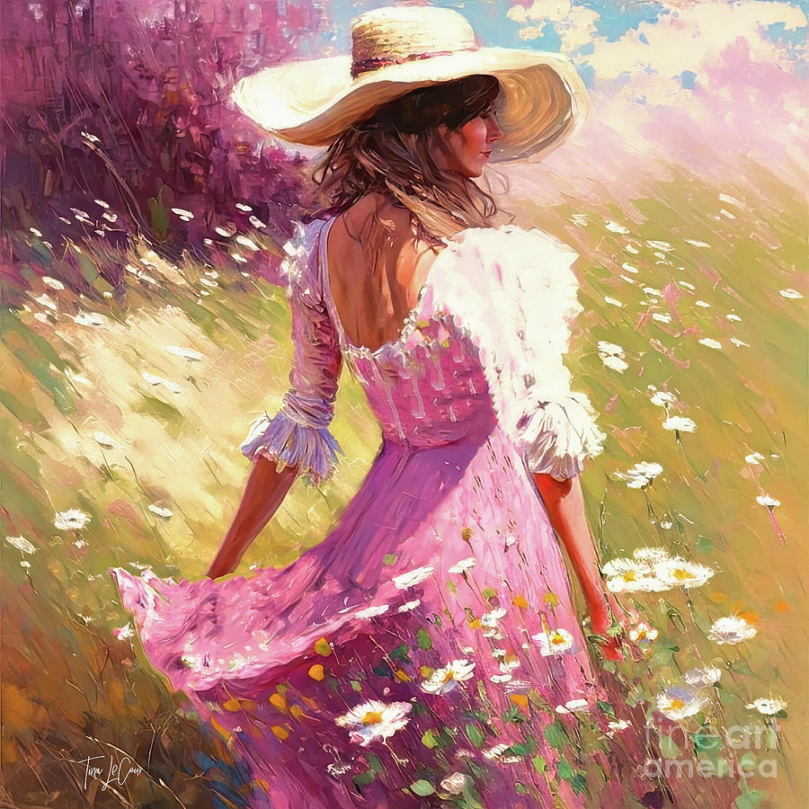 Pretty Cowgirl In Pink Painting by Tina LeCour