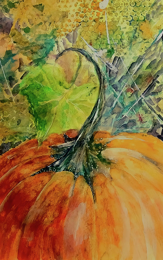 Pretty Fat Pumpkin Painting by Lisa Kaiser