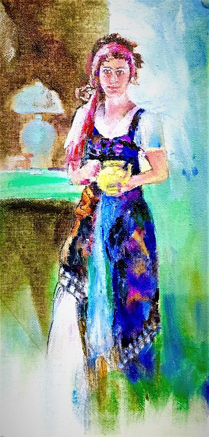 Pretty girl. Painting by Khalid Saeed