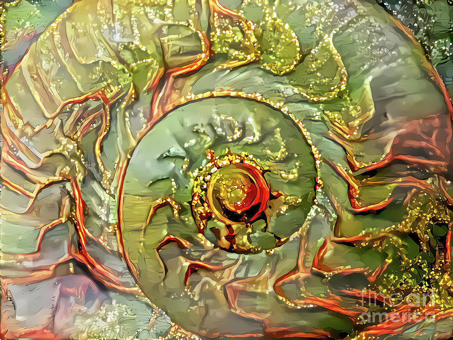 Shell Digital Art - Pretty Green Seashell by Elisabeth Lucas