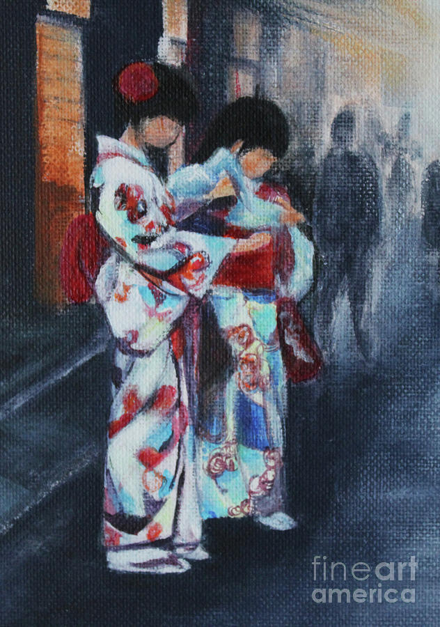 Pretty In Kimono Painting by Jane See