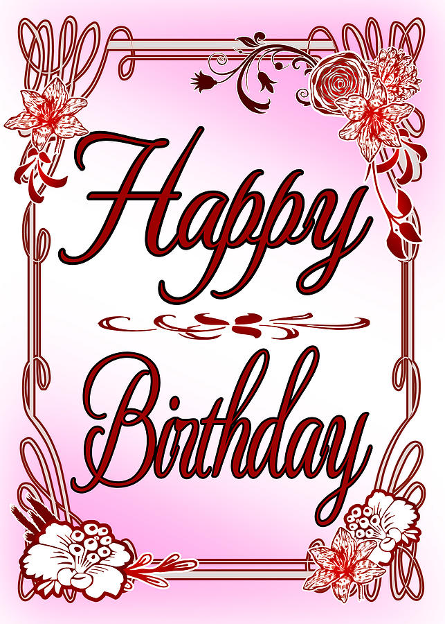 Pretty in Pink Girls Happy Birthday Card Digital Art by Delynn Addams