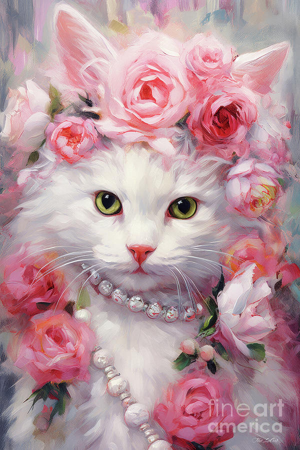 Cat Painting - Pretty Kitty In Pink by Tina LeCour