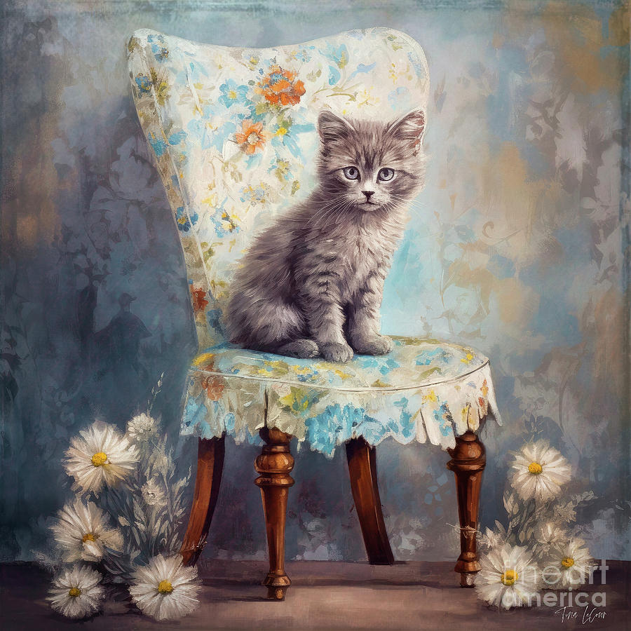 Cat Mixed Media - Pretty Kitty On The Chair by Tina LeCour