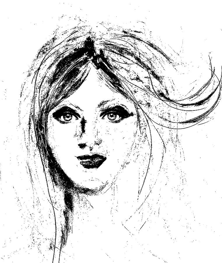 Pretty Lady Drawing Portraiture Painting by Lisa Kaiser