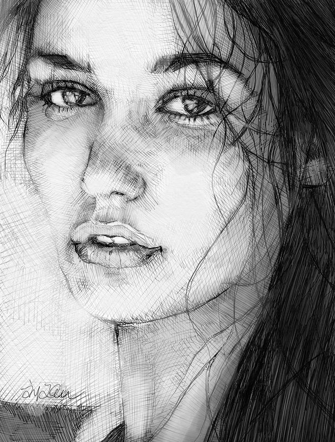 Pretty Lady Drawing by LanLan Gallery - Fine Art America