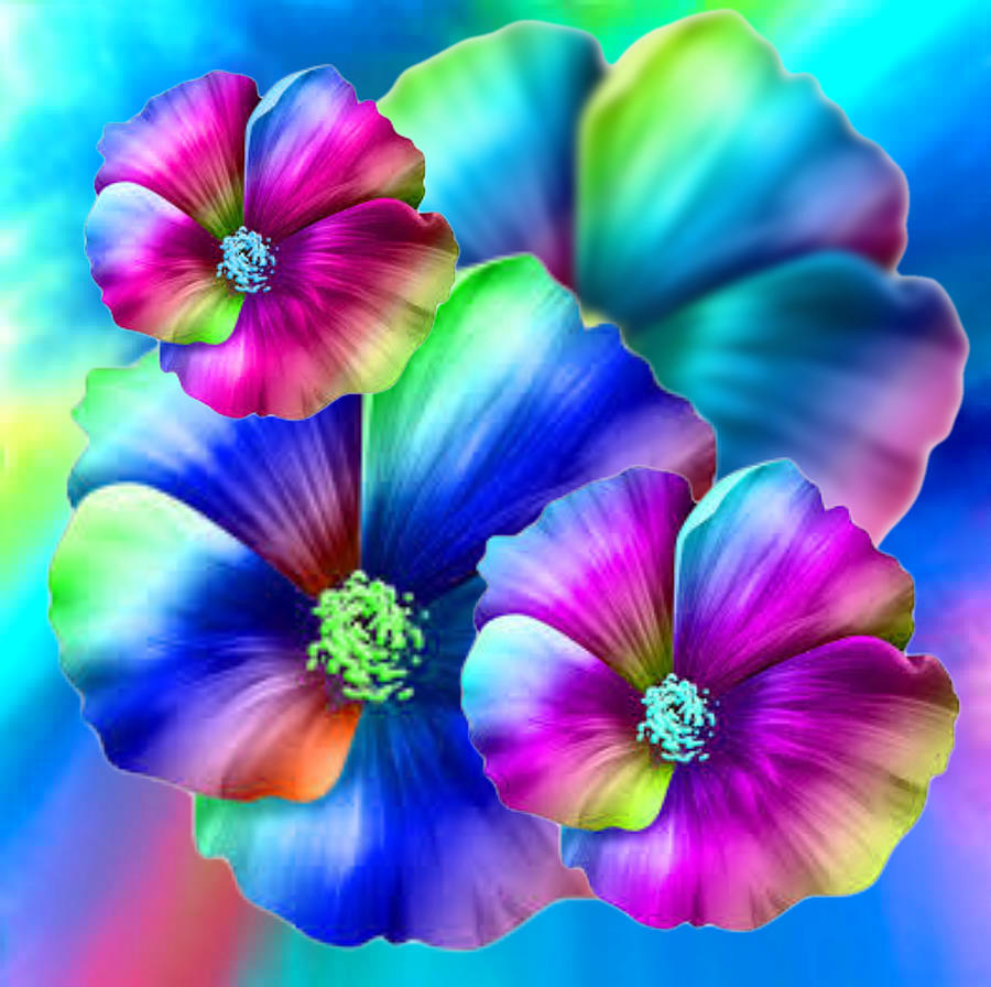 Pretty Littel Flowers Blue Digital Art by Gayle Price Thomas