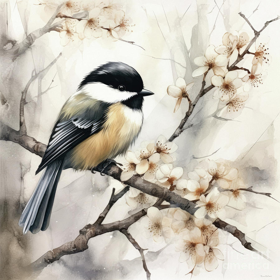 Pretty Little Chickadee Painting by Tina LeCour