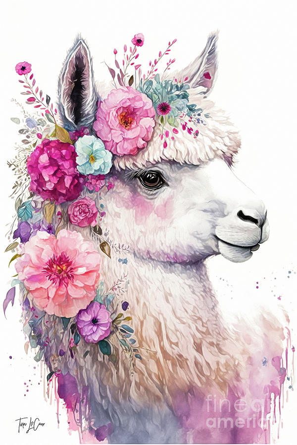 Pretty Little Llama Painting by Tina LeCour
