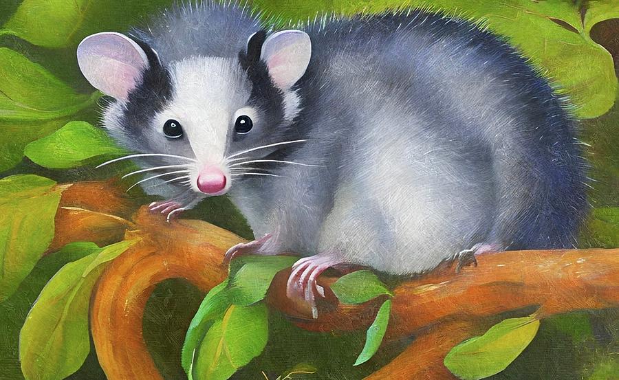 Pretty Little Opossum  Digital Art by Ally White