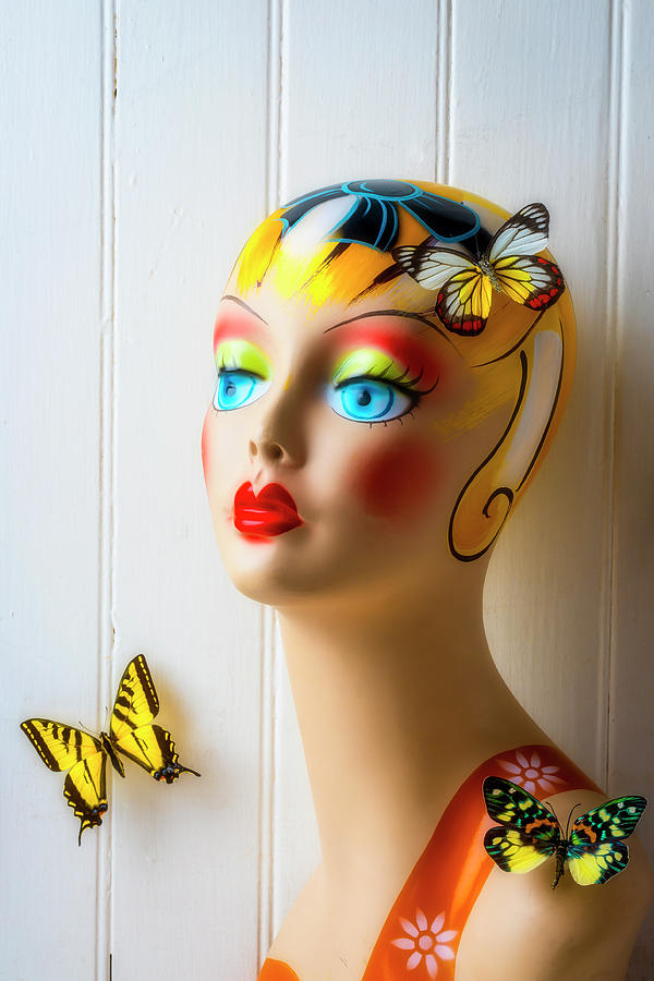Pretty Mannequin And Butterflies Photograph by Garry Gay