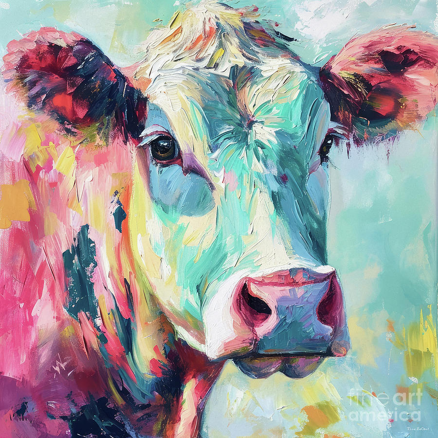 Pretty Pastel Cow Painting by Tina LeCour