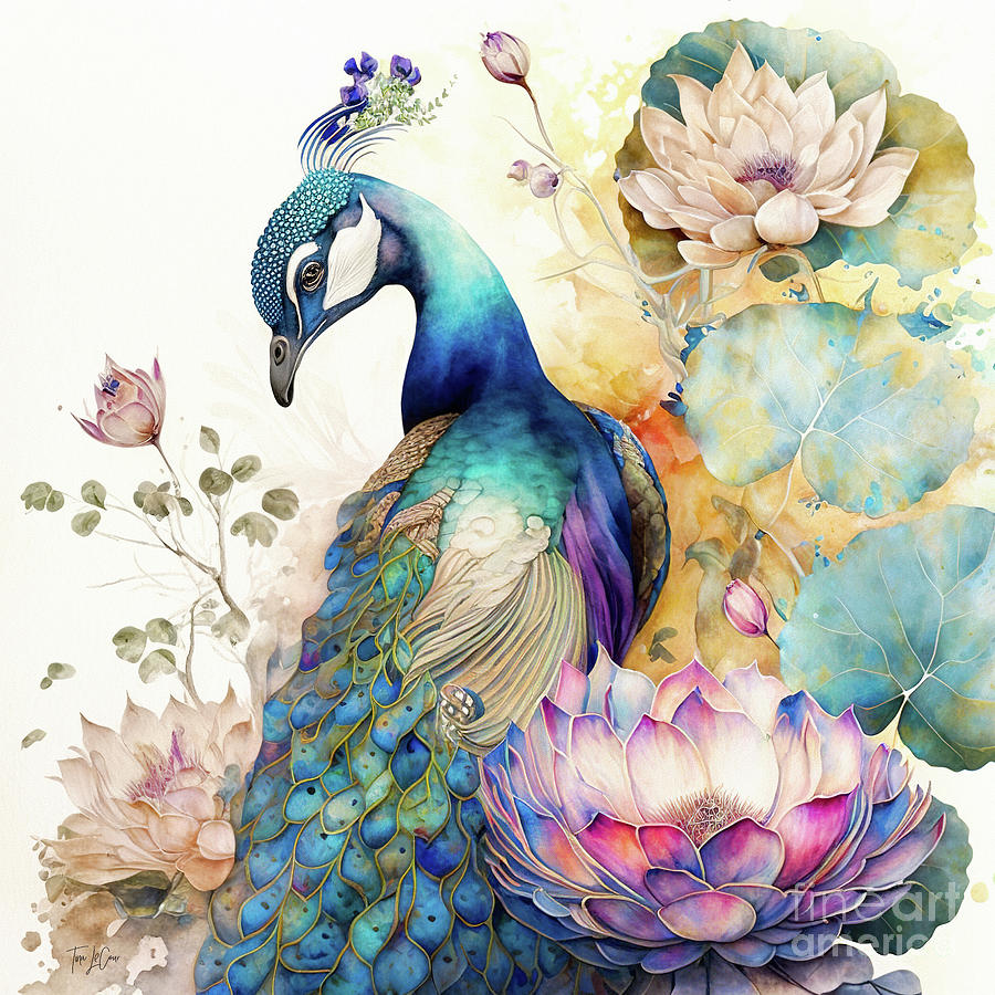 Pretty Peacock Painting by Tina LeCour