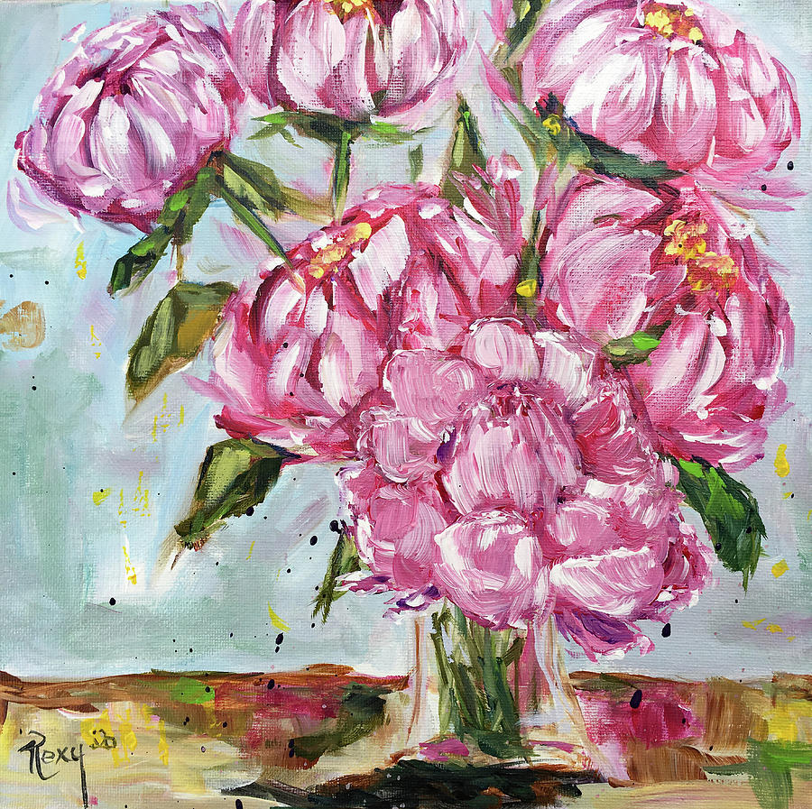 Pretty Peonies Painting by Roxy Rich