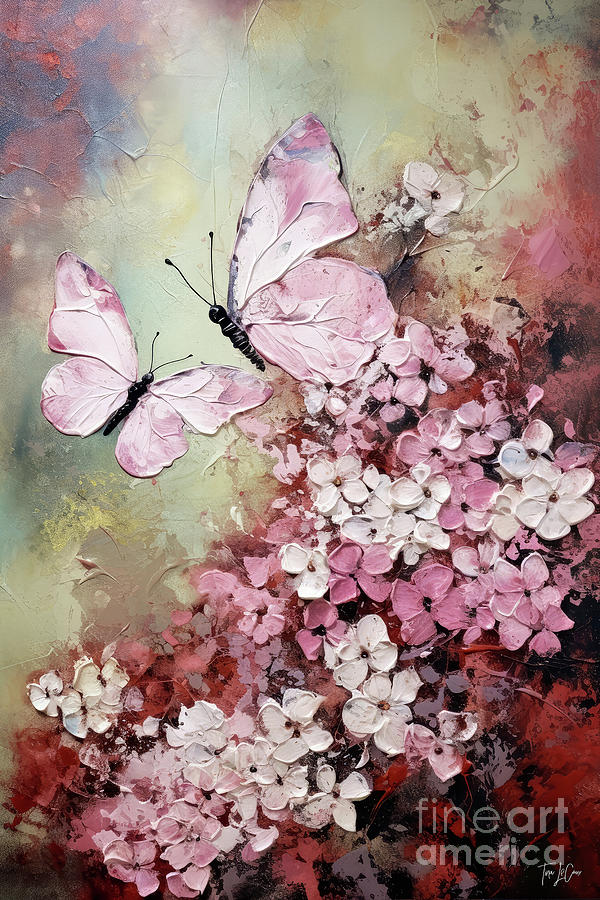 Pretty Pink Butterflies Painting by Tina LeCour