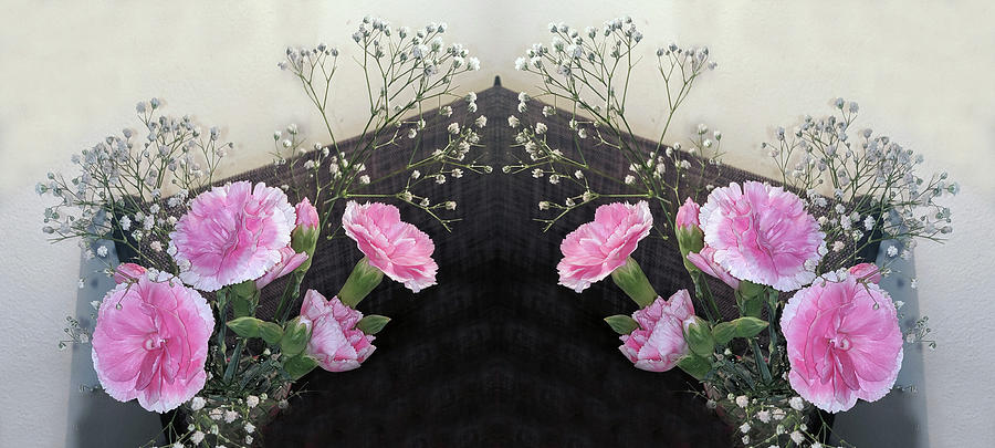 Pretty Pink Carnation and white Babies-Breath fresh cut real flo Photograph by Geoff Childs